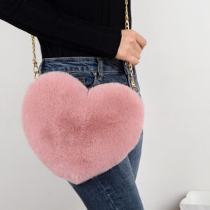Heart Shaped Faux Fur Crossbody Bag